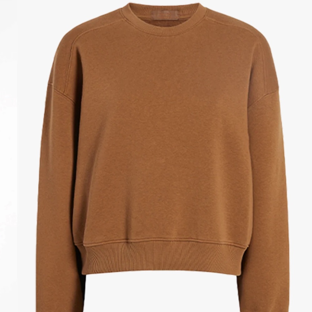 Nuuds x free people classic crewneck sweatshirt long sleeve chocolate brown